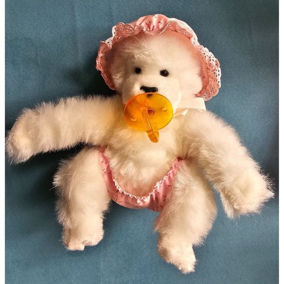 Vintage Dakin Plush White Goo Goo Gorilla Baby Gorilla Bonnet Pacifier Diaper 8" - Picture 1 of 8